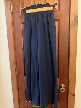 Sammy B. Women’s Navy Blue  Wide Leg Pants with Yellow Trim